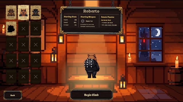 The tavern: character selection
