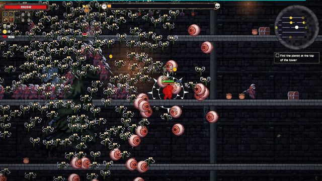 A horde of skeletons in the blood biome